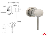 Brushed Nickel Round 12" Rainfall Head Shower Handheld Sliding Rail Small Face Mixer 2in1 Set V1233-SC842BSHR002M4CNKSR112NKRD201N60