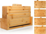 CARLA HOME Bamboo Cutting Board Set with Stand, 4 Pieces for Kitchen LSB-36480