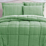 Hotel Living Seersucker Comforter Set Queen Green V442-ATX-COMFORTER-SEERSUCKER-GREEN-QS