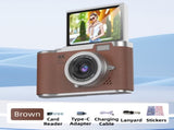 Brown 4K Compact Digital CCD Camera for Vlogging & Students - Portable Point and Shoot with 2.4-inch V888-ELOSUNG42183