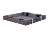 Keezi Kids Sandpit Sandbox With Cover 4 Seats Outdoor Sand Box Brown SAND-PE-SQUARE-BR