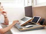CARLA HOME Bamboo Laptop Lap Desk with Cushion and Angle Adjustable for Office and Home LSB-36066