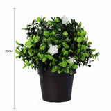 Small Potted Artificial Flowering Boxwood Plant UV Resistant 20cm V637-DP1013090