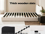 Artiss Double Bed Frame and Bedside Table Set Boucle Beige with Headboard Black Nightstand BFRAME-SET-DARA-SCAN-BS01