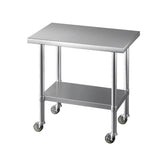 Cefito Stainless Steel Kitchen Benches Work Bench Wheels 91X61CM 430 SSKB-430S-WHEEL-36