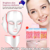 7-Color LED Light Photon Face Mask Neck Rejuvenation Skin Facial Wrinkle Therapy V201-W12783215