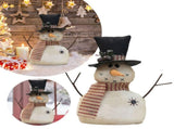 Vintage Fabric Snowman Desktop Figurine Holiday Tabletop Christmas Ornament 10.6x10.6in V1369-AZ3-W-14887