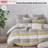 300TC Theodore Grey Reversible Cotton Quilt Cover Set Queen V442-ATX-QUILTCS-300TCTHEODORE-GREY-QS