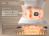 EMS Red Light Pulse Massage Belt with Heat, Portable Wearable Muscle Stimulator for Waist, Arm and V1341-ZY-KLN4LKUB-B