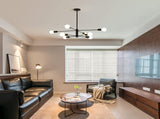 Modern Sputnik Chandelier, 8 Light, Black V178-37411