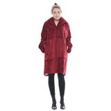 Wine Red Oversized Wearable Blanket Hoodie - Ultra Soft & Cozy Snuggle Pullover for Adults V888-ELOSUNG33400