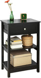 Black Bedside Table with 1 Drawer and 2 Shelves V178-84973