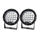 Giantz Pair LED Driving Lights 7 Inch Flood Spot Lights Car Truck SUV 12V 24V CAR-DL-LED-RO-7-SET-BK