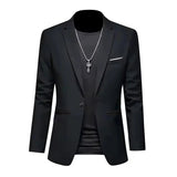 Mens Slim Fit Casual Suit Jacket Single Button V1142-LP1005007665817386-BLACK