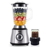 2-in-1 Electric Blender and Grinder with 1.5L Glass Jar and Compact Mill Cup for Smoothies, Juices, V1341-ZY-2TR7J9LW-SILVER