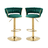 2x Height Adjustable Swivel Bar Stool Velvet Golden Base Barstools Chairs Padded Seat- Green V255-GP1762-GR