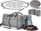 Foldable Travel Duffel Bag With Shoe Compartment Tear Resistant Polyester For Gym Weekend Trips And V1237-ZY-807-311
