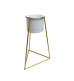 White Planter on Gold Pyramid Stand 45cm V637-68105PLN