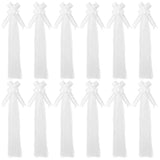 12PCS White Wedding Pew Bows with Long Tulle Tails, Big Pull String Chair Bows, Long-lasting V1369-AZ3-W-08722