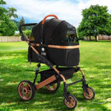 i.Pet Pet Stroller Dog Pram Large Cat Carrier Travel Foldable Pushchair 4 Wheels PET-STROLLER-110-BK