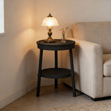 Small Side Table with Drawer and Shelf - Multifunctional Bedside Table with Storage - Nightstand V1366-AZ2-W-13062
