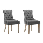 Artiss Dining Chairs Set of 2 Linen French Provincial Grey UPHO-C-DIN470-GYX2