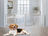 Wooden Pet Gate Dog Fence Retractable White 600x 3MM PT1060-4-WH_NZ