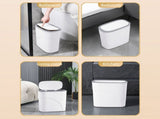 Slim Press Top Trash Can for Kitchen Bathroom Office - Space Saving Flip Lid Garbage Bin with Clamp V1370-AZ4-09491