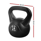 Everfit 12kg Kettlebell Set Weight Lifting Bench Dumbbells Kettle Bell Gym Home FIT-K-KB-12KG-BLACK