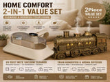 Winter Home Cleaning Comfort Kit - Brass-colored Retro Train Aromatherapy Humidifier and White V888-ELOSUNG53558