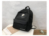 Daisy Embroidered Waterproof Backpack School Bag Black Nylon Laptop Daypack for High School Uni and V888-ELOSUNG41055