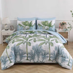 Soft Floral Leaf Comforter Set, King Size, Deluxe Quilted Bedding with Pillowcases V745-MAB010935AJ3