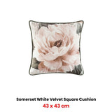 Bianca Somerset White Velvet Square Filled Cushion 43 x 43cm V442-BCA-CUSHION-SOMERSET-WHITE-SQ