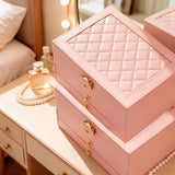 Pink Multi - layer Jewelry Storage Box Velvet Lining, Three - layer Zoning, Double - drawer Storage V1232-SSSNH003