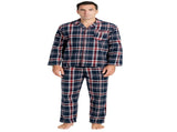 Mens Flannelette Pyjama Set Sleepwear Soft 100% Cotton PJs Two Piece - Navy/Red Check - 6XL V563-JSPJ4-90-6XL