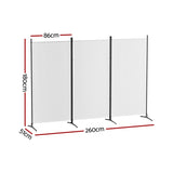 Artiss 3 Panel Room Divider Screen 260x180cm Fabric White RD-D-PLY-260-WH