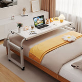 SOGA 2X 120x45cm White Cross Bed Movable Desk Table w/ Adjustable Length & Height SIDETAB30X2