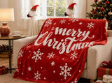 Christmas Flannel Throw Blanket and Santa Curtain Tieback Set, 150x200cm Thick Fleece Sofa Blanket V888-ELOSUNG54137