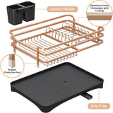 Aluminum Dish Drainer with Removable Tray Champagne Gold, 43 x 31.5 x 11 cm V1189-WXF-521-0016