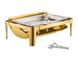 Roll Top Chafing Dish Buffet Complete Set, 9Qt Stainless Steel Chafer with Full Size Pan, Rectangle V952-ZFXQFGK1JTJSEAIBSV0