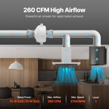 4" to 4.5" Radon Mitigation Fan System Quiet 260CFM Inline Duct Waterproof V952-DFSDJ4INCH26WNZBVV3