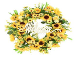 Sunflower Garland Door Ornament Ins Nordic Sunflower Decoration Hello Hanging Ornament V1294-YM0715-211029DY08-2