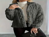Double-Sided Fleece Coat Turn-Down Collar Button Coat Women'S Winter Outerwear - White - Size 2XL V1102-M-APP-7968D3-WHIT-2XLAU2XLEU54