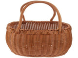 Rustic Hand Woven Basket Brown Plastic Picnic Basket with Handle for Outdoor Use V1192-AZ-W-27543