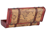 Vintage Suitcase Portable Composite Wood Map Pattern Design Vintage Storage Chest V1294-YM0714-3115210131111