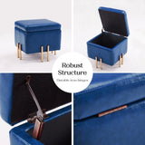 2X Storage Ottoman Foot Stool Cube Tuffet Seat 45cm PU Leather BLUE V274-FT-GQ106-DBU2
