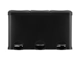 Cefito Pedal Bins Rubbish Bin Triple Compartments Waste Recycle Dustbins 45L RB-45L-3C-BK