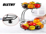 2-Tier Fruit and Vegetable Stand, Rectangular Wire Basket Bowl for Kitchen Storage and Organization V1366-AZ2-W-18381