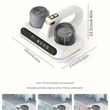Cordless Mite Vacuum, 10000Pa Strong Suction UV 99.9% Sterilization, Humidity Monitor, Dual-Cup V1385-WU-831-003