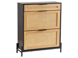 Rattan Shoe Cabinet, Narrow Shoe Storage Organizer with 2 Flip Rattan Drawers & 1 Slide Drawer, V952-FCTBXJ2C1XC2W8YCYV0